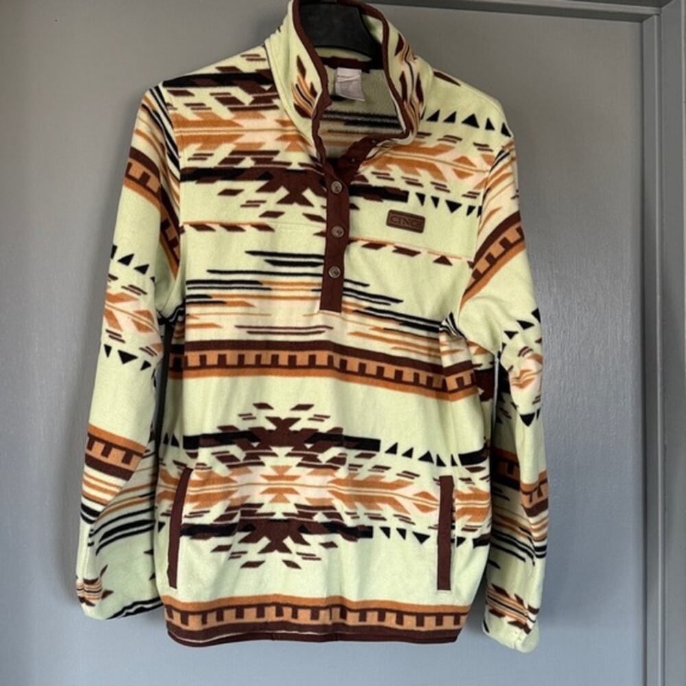 Women's Fleece 1/4 Zip Aztec Southwestern Long Sleeved Jacket sz Large